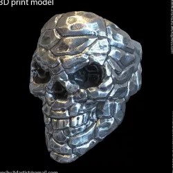 Skull Rock Ring vol 1 3D print model