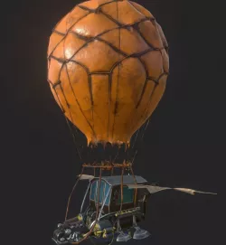 Steampunk AirShip Low-poly 3D model PBR Low-poly  3D model