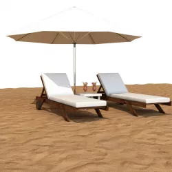 Sunbed With Umbrella Low-poly  3D model