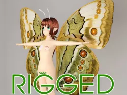 T pose rigged model of Chouko anime creature 3D model