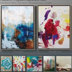 The collection of contemporary paintings set Low-poly  3D model