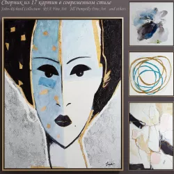 The collection of contemporary paintings set Low-poly  3D model