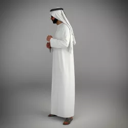 Traditional arab man from dubai posed standing 3D model