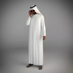 Traditional arab man from dubai posed talking on the phone 3D model