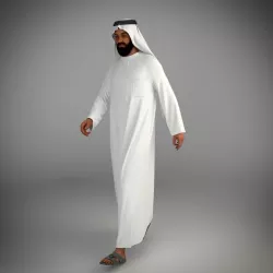 Traditional arab man from dubai posed walking 3D model