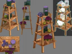 wooden stepladder 3D model