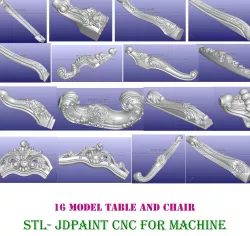 16 PATTERN CHAIR FILE STL AND JDPAINT - CNC Low-poly  3D model