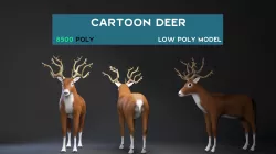 3d model  deer cartoon      - low poly  Low-poly  3D model