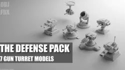 7 Turret Gun Models-The Defense Pack Low-poly  3D model