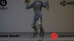 Alien PBR Game Character with LOD Low-poly  3D model