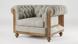 Armchair wood custom 01 3D model