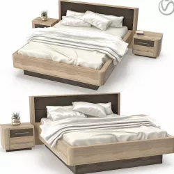Bed and nightstand Bruna with decor Low-poly  3D model