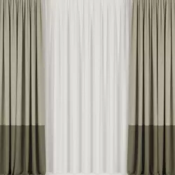 Beige curtains with tulle 3D model