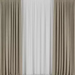Beige curtains with tulle 3D model