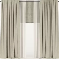 Beige curtains with tulle and a roman curtain 3D model