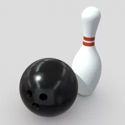 Bowling Ball and Pin Low-poly  3D model