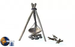 Campfire lowpoly fireplace 3d model Low-poly  3D model