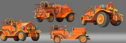 cartoon fire truck car 3D model