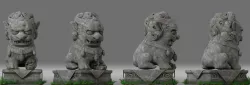 cartoon lion Stone Lion 3D model