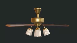 Ceiling Fan with Lamps Shades Low-poly  3D model