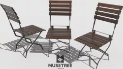 Chair French Cafe Bistro Folding Side  Low-poly  3D model