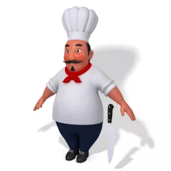Chef with knife cartoon 3D model