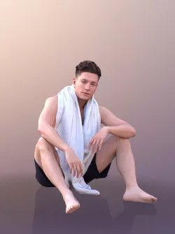 Dan 10482 - Sitting Summer Man Low-poly  3D model