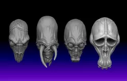 Dark crystal SkekMal Trophy Skulls x 4  3D model