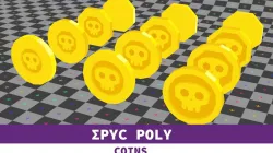 Epic Poly - Scull Coin with LOD Low-poly  3D model