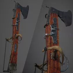Fantasy Crossbow Axe Gun 3D model