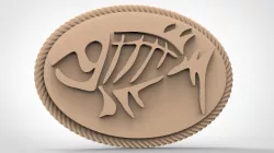 Fish with bone 3d stl models for artcam and aspire Programmes 3D model