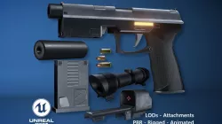 Futuristic Handgun Low-poly  3D model