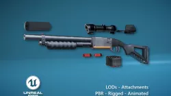 Futuristic Shotgun Low-poly  3D model