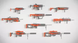 Game ready Guns asset pack  Low-poly  3D model