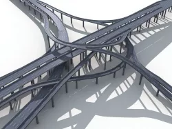 Highway Road Viaduct Flyover-09 3D model