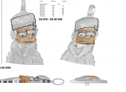 Hip Hop Style Diamond Cartoon Face Fine Pendant Wiz Khalifa 3D model