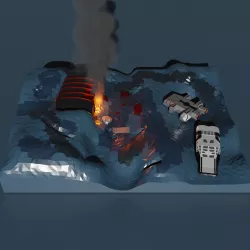 interstellar scene with Endurance spaceship near mann planet Low-poly  3D model
