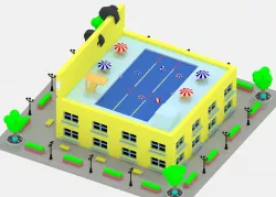 Low Poly Cartoon Gym Low-poly  3D model