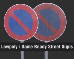 Lowpoly CITY TRAFFIC STREET SIGN No Parking VR AR Games 3D PBR  Low-poly  3D model