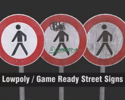 Lowpoly CITY TRAFFIC STREET SIGN No Passenger VR AR Games 3D Low-poly  3D model