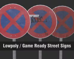 Lowpoly CITY TRAFFIC STREET SIGN No Stopping VR AR Games 3D PBR  Low-poly  3D model