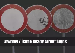 Lowpoly CITY TRAFFIC STREET SIGN Prohibition VR AR Games 3D PBR  Low-poly  3D model