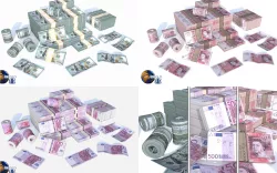 Lowpoly Money Currency Collection Pack 3d model 