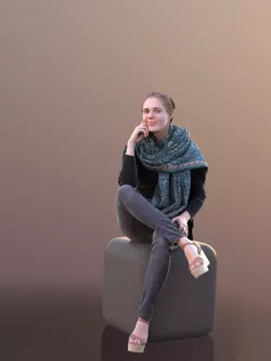 Marie 10401 - Sitting Casual Girl Low-poly  3D model
