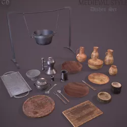 Medieval Dishes  3D Model Collection