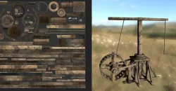 Medieval Treadwheel Crane Low-poly  3D model
