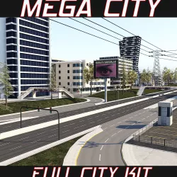 Mega City Scene - Roads Stunt Bridges Buildings Mountain Offroad Low-poly  3D model