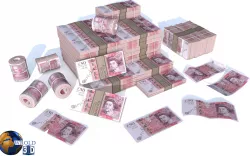 Money Pound Currency Pack 3d model Low-poly  3D model