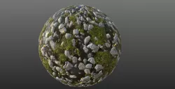 Mossy River Stones 002 PBR Material Texture