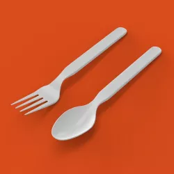 Plastic fork and spoon 3D model